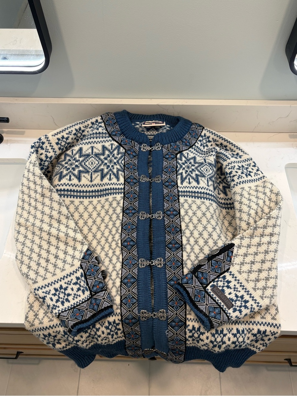 Dale of Norway Cream & Blue Nordic Wool Cardigan
